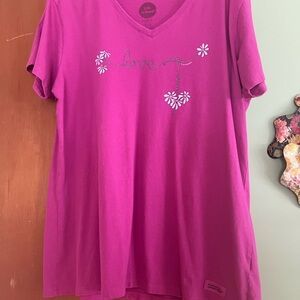 Life Is Good Pink Relaxed Short Sleeve Tee